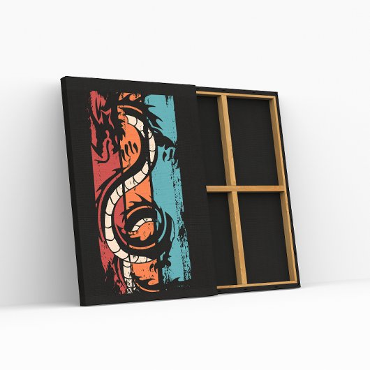 Poster Silhouette de dragon vintage