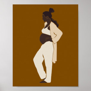 Poster Silhouette de femme enceinte abstraite Art de mate