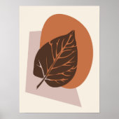 Poster Silhouette de feuille marron et beige de style mod (Devant)