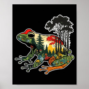 Poster Silhouette de forêt de grenouilles Art de la natur