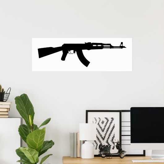 Poster Silhouette de fusil AR-15 (Bureau à domicile)
