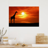 Poster Silhouette de girafe au coucher du soleil (Cuisine)