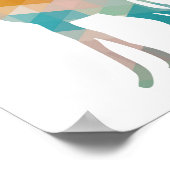 Poster Silhouette de girafe géométrique coloré (Coin)