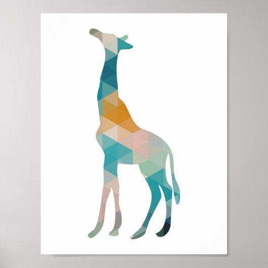 Poster Silhouette de girafe géométrique coloré (Devant)