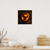 Poster Silhouette de hibou Citrouille rustique (Cuisine)
