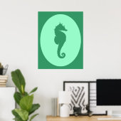 Poster Silhouette de hippocampe vert (Bureau à domicile)