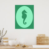 Poster Silhouette de hippocampe vert (Cuisine)