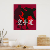 Poster Silhouette de Karate Fighters sur un Arrière - pla (Cuisine)