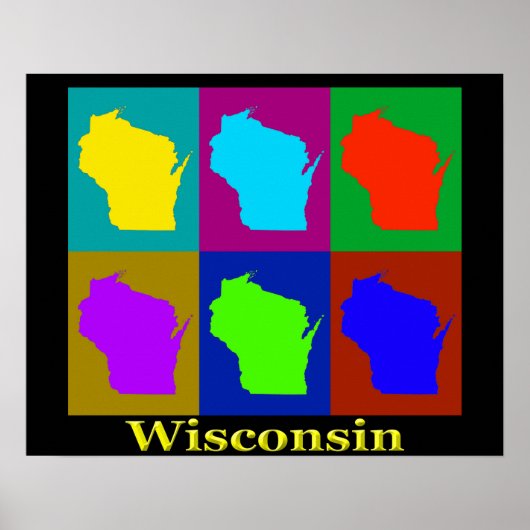 Poster Silhouette de la carte du Wisconsin (Devant)