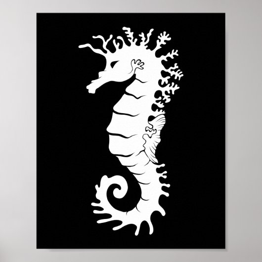 Poster Silhouette de la Créature de la Mer - Hippocampes (Devant)