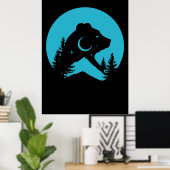 Poster Silhouette de la forêt nocturne de Bear Mountain (Bureau à domicile)