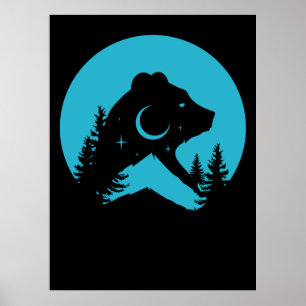 Poster Silhouette de la forêt nocturne de Bear Mountain