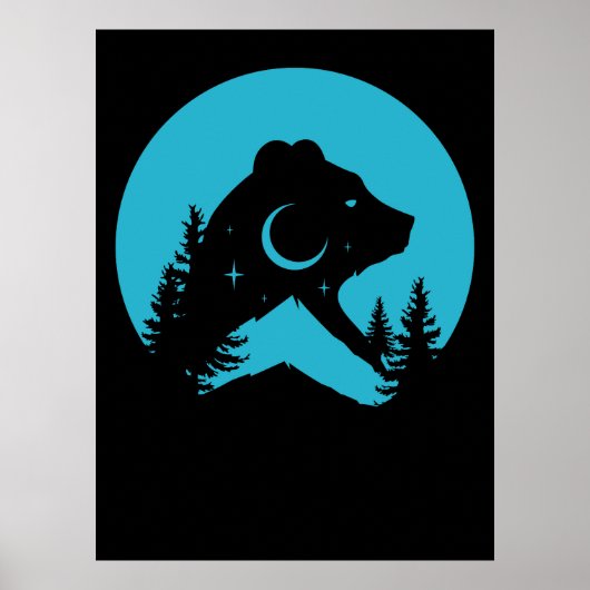 Poster Silhouette de la forêt nocturne de Bear Mountain (Devant)