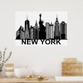 Poster silhouette de la ville de New York (Cuisine)