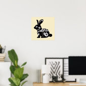 Poster Silhouette de lapin Abstrait (Bureau à domicile)
