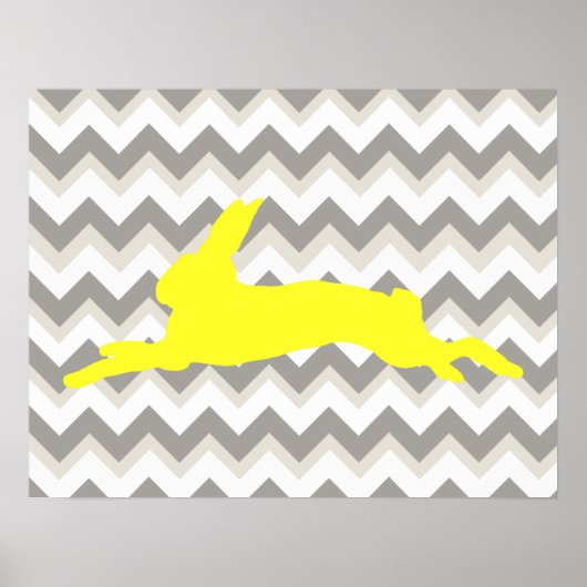 Poster Silhouette de lapin jaune sur les rayures de Chevr (Devant)