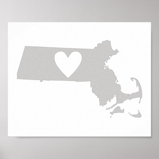 Poster Silhouette de l'État du Massachusetts en forme de (Devant)