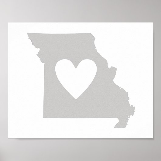 Poster Silhouette de l'état du Missouri du coeur (Devant)