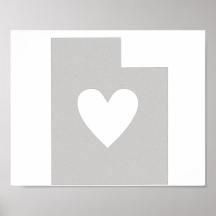 Poster Silhouette de l'état Heart Utah