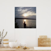 Poster Silhouette de l'homme pêche au coucher du soleil (Cuisine)