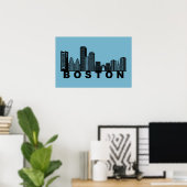 Poster Silhouette de l'horizon de Boston (Bureau à domicile)
