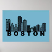 Poster Silhouette de l'horizon de Boston (Devant)