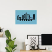 Poster Silhouette de l'horizon de Dallas (Bureau à domicile)