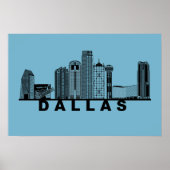 Poster Silhouette de l'horizon de Dallas (Devant)