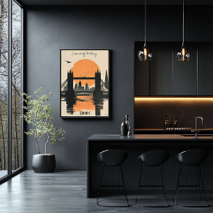 Poster Silhouette de Londres, reflets du coucher de solei