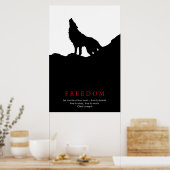 Poster Silhouette de loup noir et blanc sur une colline (Cuisine)