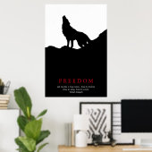 Poster Silhouette de loup noir et blanc sur une colline (Bureau à domicile)