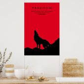 Poster Silhouette de loup noir et rouge sur une colline (Cuisine)