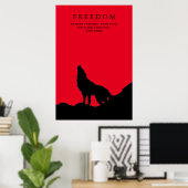 Poster Silhouette de loup noir et rouge sur une colline (Bureau à domicile)