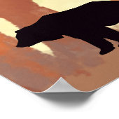 Poster Silhouette de l'ours en forêt Pépinière Mur Art (Coin)