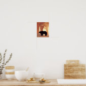 Poster Silhouette de l'ours en forêt Pépinière Mur Art (Cuisine)
