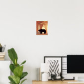 Poster Silhouette de l'ours en forêt Pépinière Mur Art (Bureau à domicile)