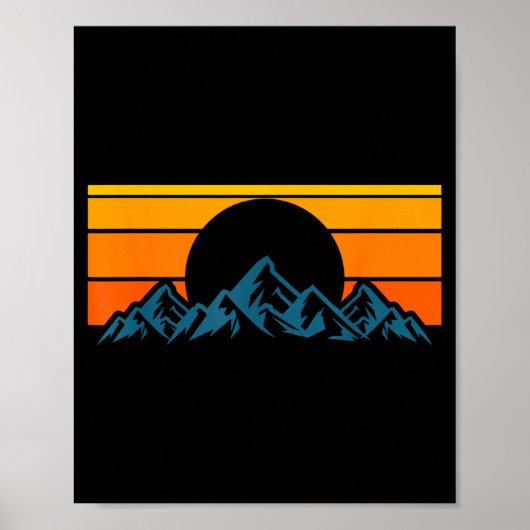Poster Silhouette de montagne rétro (Devant)
