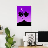 Poster Silhouette de palmier sur Twilight violet (Bureau à domicile)