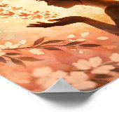 Poster Silhouette de papillon Fille florale pêche Aquarel (Coin)