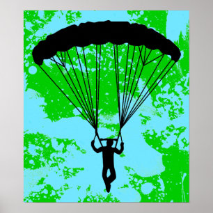 Poster silhouette de parachutiste