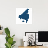Poster Silhouette de piano bleu (Bureau à domicile)