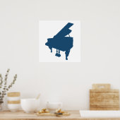 Poster Silhouette de piano bleu (Cuisine)