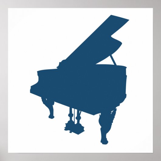 Poster Silhouette de piano bleu (Devant)