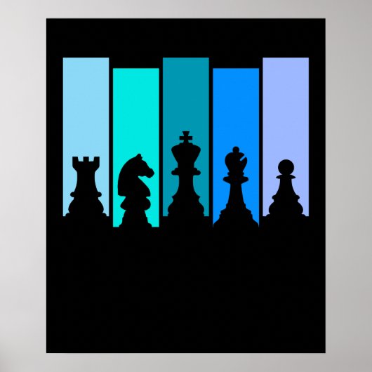 Poster Silhouette de pièces d'échecs (Devant)
