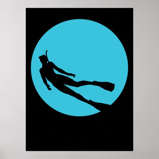 Poster Silhouette de plongée en scaphandre (Devant)