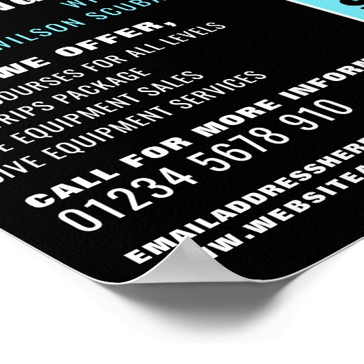 Poster Silhouette de plongée profonde, Leçon de plongée s (Coin)