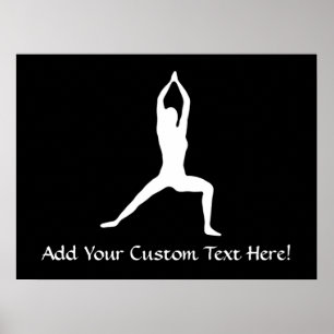 Poster Silhouette de pose de yoga de guerrier