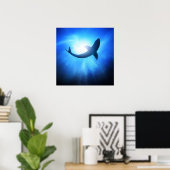 Poster Silhouette de requin de l'océan profond (Bureau à domicile)