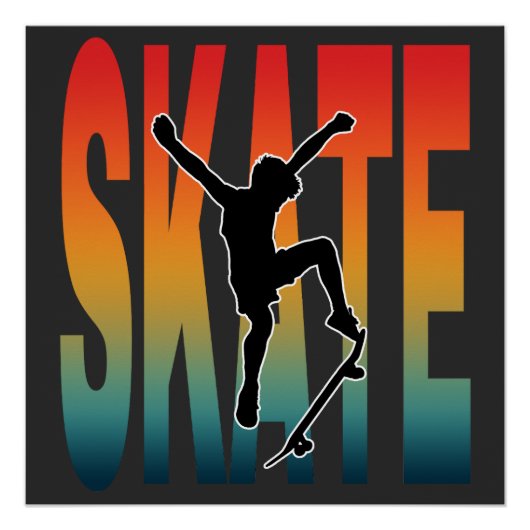 Poster Silhouette de skateboard (Devant)
