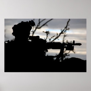 Poster Silhouette de soldat d'armée